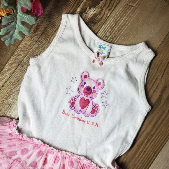 Kid U Not Pink and White Polka Dot Shimmery Sleeveless Tutu Dress Size 5/6 EUC - Picture 9 of 15